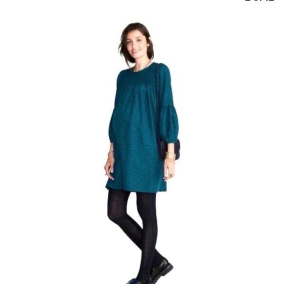 Hatch  Maternity The Arizona Dress Jade Falling Leaves Green Smocked sz 0 (US XS - Picture 1 of 5